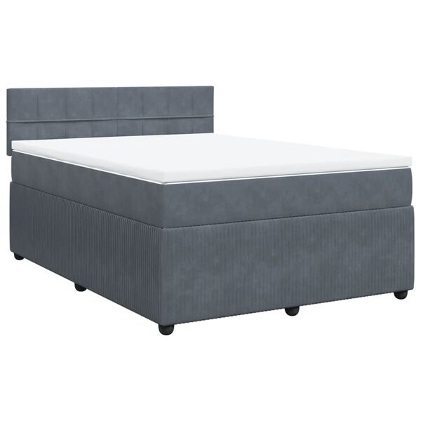 vidaXL Posteľn&yacute; r&aacute;m boxspring s matracom tmavosiv&yacute; 140x190 cm zamat