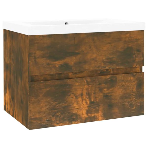 VidaXL Um&yacute;vadlov&aacute; skrinka so vstavan&yacute;m um&yacute;vadlom dymov&yacute; dub spr. drevo