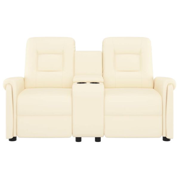 vidaXL 2-miestne sklápacie masážne kreslo+držiak na poháre, krémové