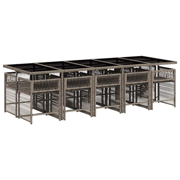 vidaXL 11-dielna z&aacute;hradn&aacute; jed&aacute;lensk&aacute; s&uacute;prava s vank&uacute;&scaron;mi siv&aacute; polyratan