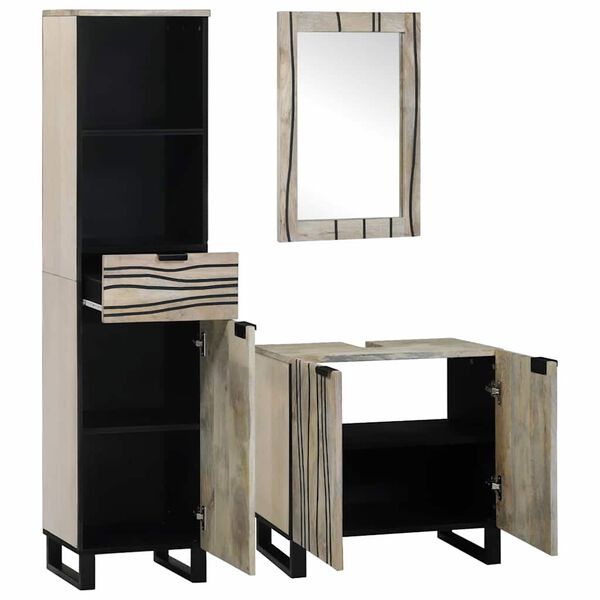 vidaXL Sada kúpeľňového nábytku Nástenný 3 pcs Biela Kompozitné drevo