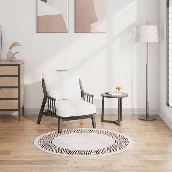 vidaXL Prateľn&yacute; koberec &phi;120 cm bledob&eacute;žov&yacute; proti&scaron;mykov&yacute;