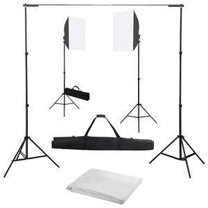 vidaXL Sada do foto&scaron;t&uacute;dia so softbox svetlami a pozad&iacute;m