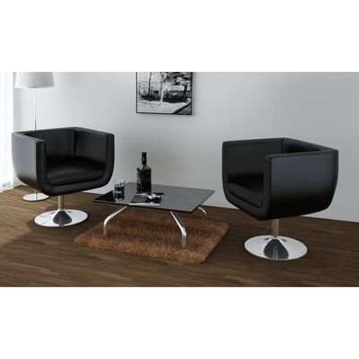 vidaXL Barové stoličky z umelej kože, 2 ks, čierne