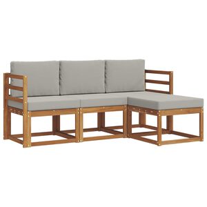vidaXL Z&aacute;hradn&aacute; s&uacute;prava gaučov s vank&uacute;&scaron;om 4 pcs Pr&iacute;rodn&aacute; a svetlosiv&aacute;