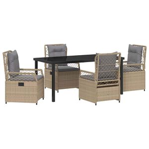 vidaXL Z&aacute;hradn&yacute; jed&aacute;lensk&yacute; set 5 pcs Beige a svetlo &scaron;ed&aacute; polyratan