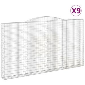 vidaXL Obl&uacute;kov&yacute; gabionov&yacute; k&ocirc;&scaron; 9 ks 400x30x220/240cm pozinkovan&eacute; železo