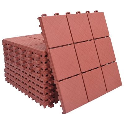 vidaXL Podlahové dlaždice 10 ks, červené 30,5x30,5 cm, plast