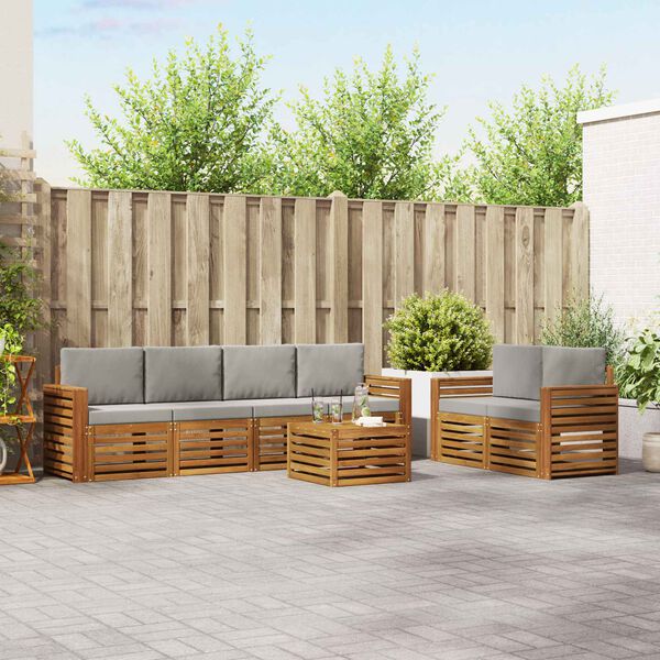 vidaXL S&uacute;pravy pohoviek s vank&uacute;&scaron;om 7 pcs Pr&iacute;rodn&aacute; a svetlosiv&aacute;