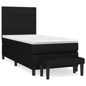 vidaXL Posteľn&yacute; r&aacute;m boxspring s matracom čierny 90x200 cm l&aacute;tka