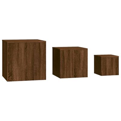 vidaXL Bočné stolíky 3 ks hnedý dub spracované drevo
