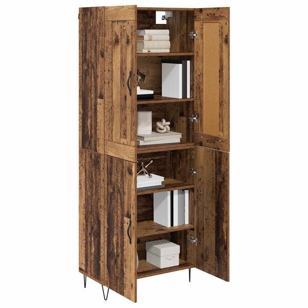 vidaXL Highboard Staré drevo 69,5 x 34 x 180 cm Kompozitné drevo