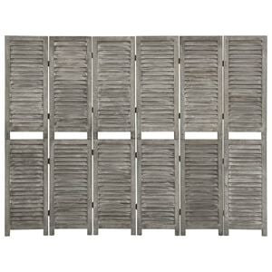 vidaXL 6-panelov&yacute; parav&aacute;n siv&yacute; 214x166 cm mas&iacute;vne drevo