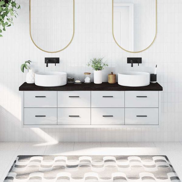 vidaXL Kúpeľňová doska tmavohnedá 180x40x(2-6) cm ošetrený masív