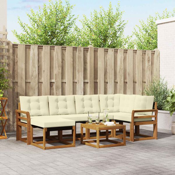 vidaXL Z&aacute;hradn&aacute; s&uacute;prava gaučov s vank&uacute;&scaron;om 7 pcs Pr&iacute;rodn&aacute; a kr&eacute;mov&aacute;