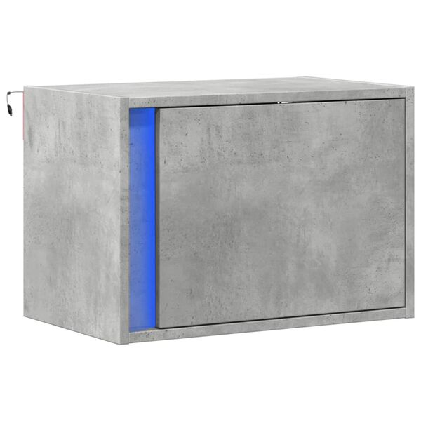 vidaXL Nástenná nočná skrinka s LED osvetlením betónovo sivá