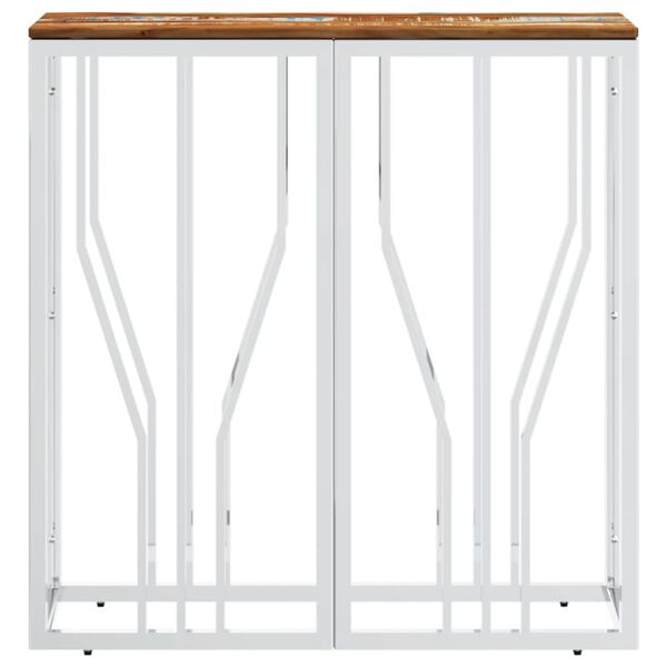 vidaXL Konferenčný stolík strieborný nehrdzavejúca oceľ a recykl.masív