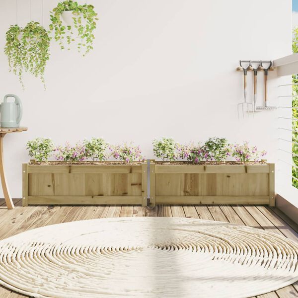 vidaXL Záhradné kvetináče 2 ks impregnovaná borovica