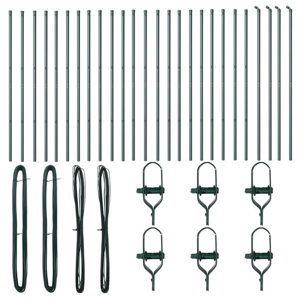 vidaXL Stĺp na plot. 26 pcs Zelená 3.2 x 3.2 x 170 cm Oceľ