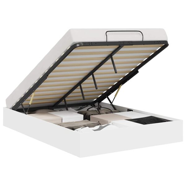 vidaXL Otomanov&yacute; posteľn&yacute; r&aacute;m s &uacute;ložiskom Biely 203 x 140 x 25 cm