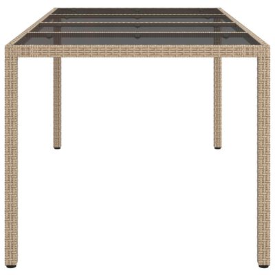 vidaXL Záhradný stôl béžový 190x90x75 cm tvrdené sklo a polyratan