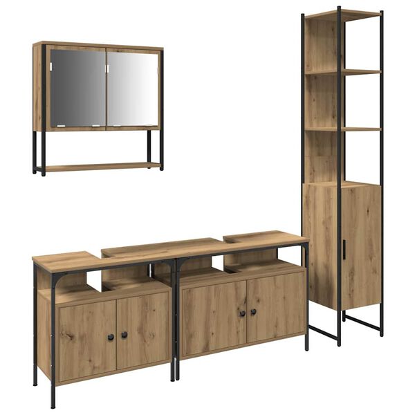 vidaXL Sada k&uacute;peľňov&eacute;ho n&aacute;bytku 4 pcs dub artisan Kompozitn&eacute; drevo