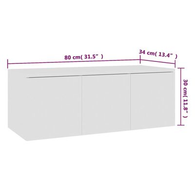 vidaXL TV skrinka, biela 80x34x30 cm, drevotrieska