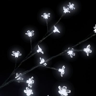 vidaXL Vianočný stromček, biele LED svetlo, kvety čerešne 180 cm