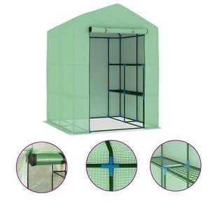 vidaXL Sklen&iacute;k s policami, oceľ 143x143x195 cm