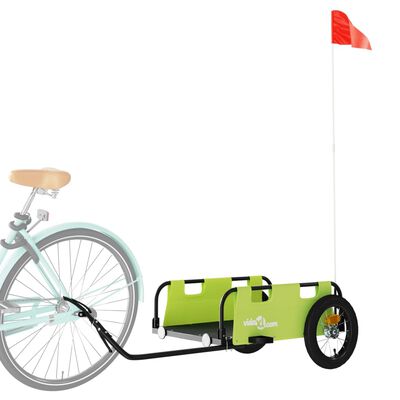 vidaXL Príves na bicykel, zelený, oxfordská látka, železo