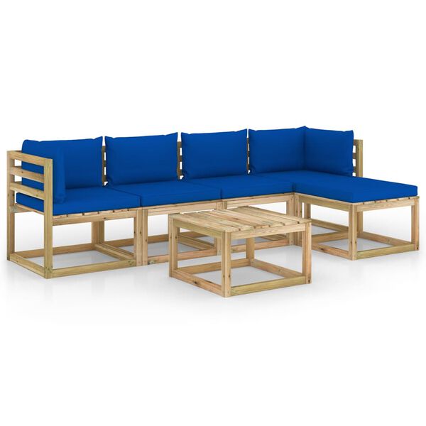 vidaXL 6-dielna sedacia s&uacute;prava s podložkami, impregnovan&aacute; borovica