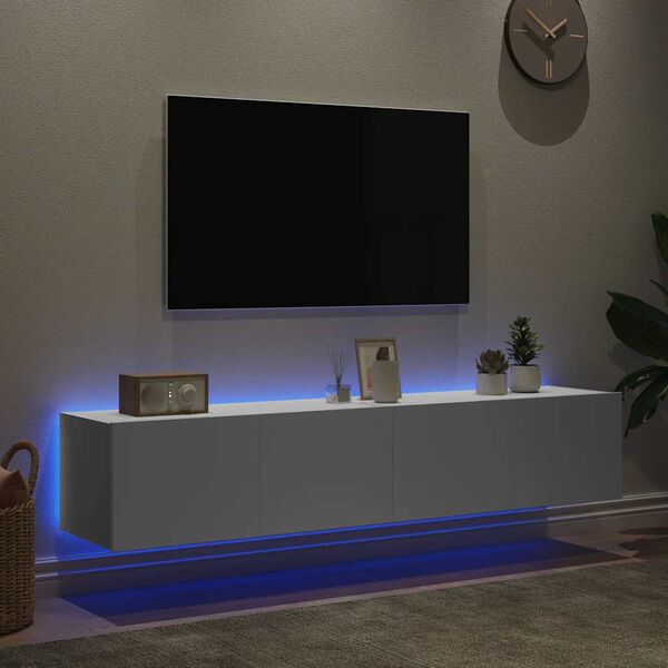 vidaXL TV n&aacute;stenn&eacute; skrinky s LED svetlami 2 ks biele 80x35x31 cm