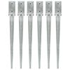 vidaXL Kotviace hroty 6 ks, strieborné 7x7x75 cm, pozinkovaná oceľ