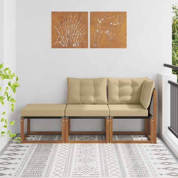 vidaXL Vonkaj&scaron;ie modul&aacute;rne pohovkov&eacute; jednotky 3 Kus Pr&iacute;rodn&aacute; a b&eacute;žov&aacute;