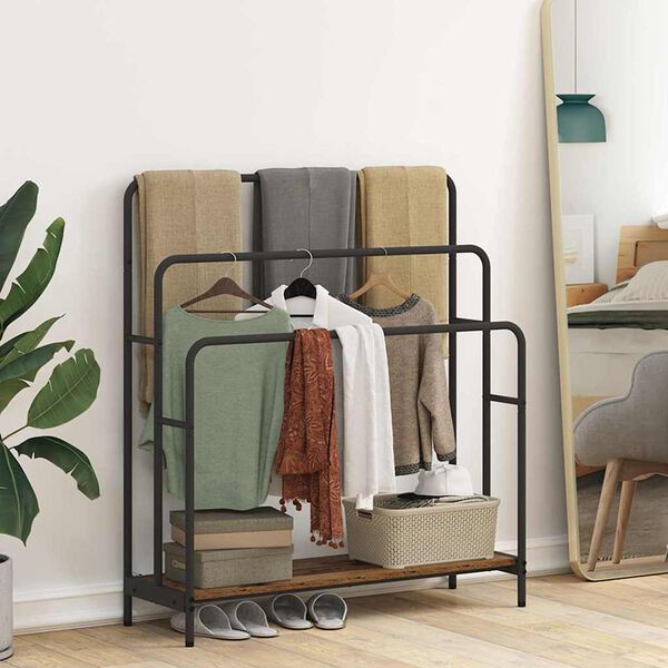 vidaXL Ve&scaron;iak na oblečenie s poličkou Star&eacute; drevo 90 x 30 x 100,5 cm