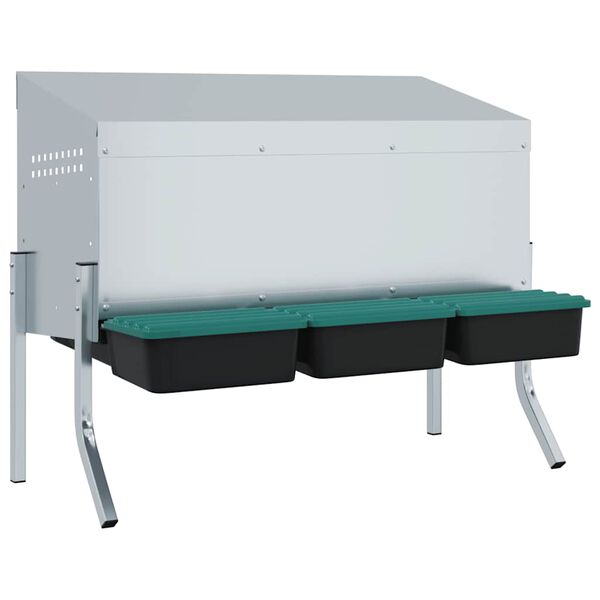 vidaXL Hniezdo pre kurčat&aacute; s 3 priehradkami a nohami, pozinkovan&aacute; oceľ