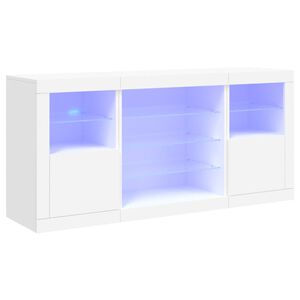 vidaXL Komoda s LED svetlami biela 142,5x37x67 cm
