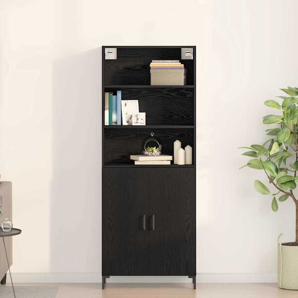 vidaXL Highboard Čierny dub 69,5 x 34 x 180 cm Kompozitné drevo
