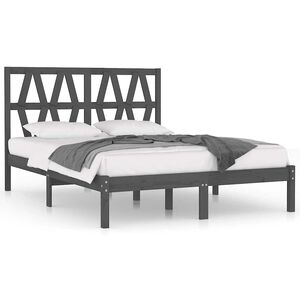 vidaXL Posteľn&yacute; r&aacute;m siv&yacute; borovicov&yacute; mas&iacute;v 200x200 cm
