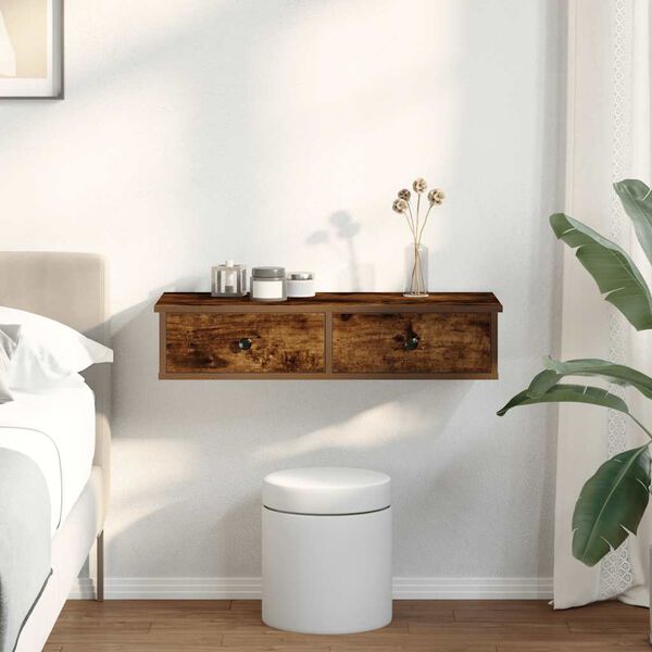 vidaXL N&aacute;stenn&aacute; polica so z&aacute;suvkami tmav&yacute; dub kompozitn&eacute; drevo