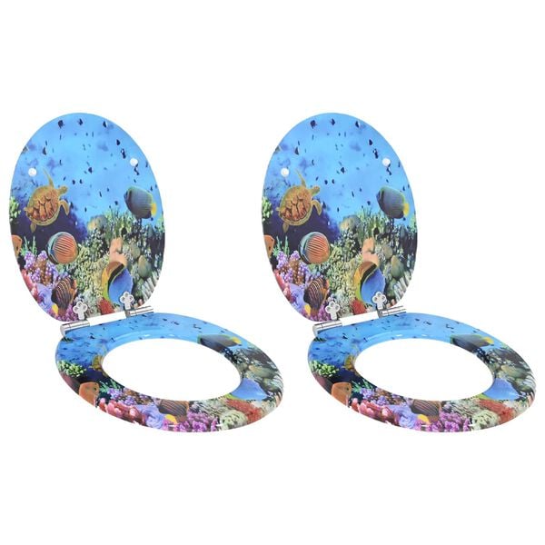 vidaXL WC sedadlo 2 pcs Hlbok&aacute; n&aacute;morn&aacute; modr&aacute; 44 x 38 cm MDF doska