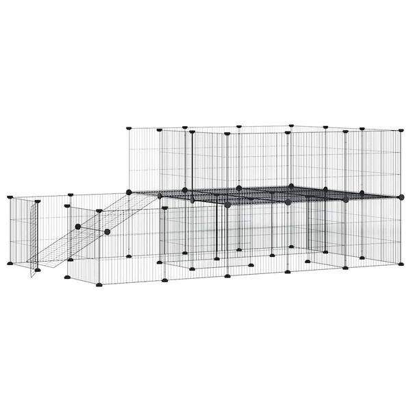 VidaXL 44-panelov&aacute; klietka pre dom&aacute;ce zvierat&aacute; čierna 35x35 cm oceľ