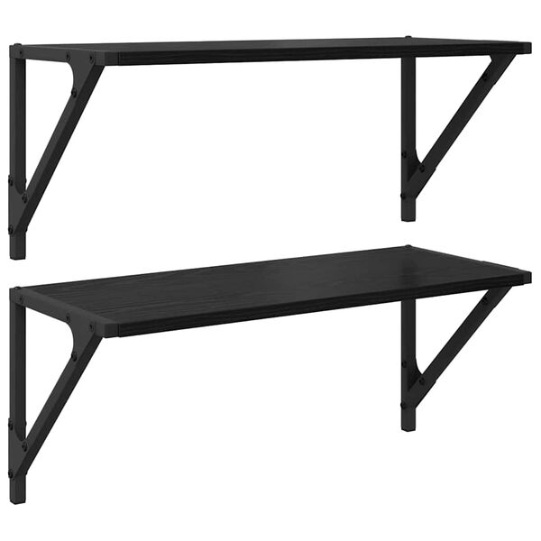 vidaXL Stenn&eacute; police s poličkou 2 pcs Čierny dub 60 x 25 x 25,5 cm