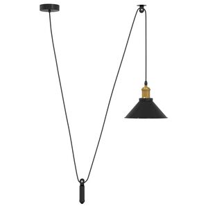 vidaXL Z&aacute;vesn&aacute; lampa s nastaviteľnou v&yacute;&scaron;kou E27 leskl&aacute; čierna &Oslash; 22 cm kovov&aacute;