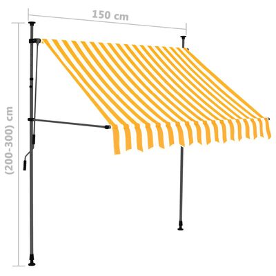 vidaXL Ručne zaťahovacia markíza s LED 150 cm biela a oranžová