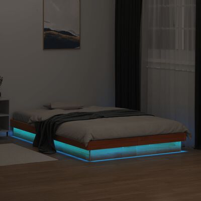 vidaXL LED posteľný rám voskovo hnedý 140x200 cm masívna borovica