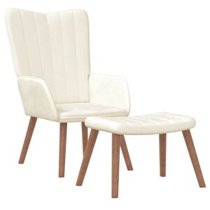 vidaXL Relaxačn&eacute; kreslo s podnožkou, kr&eacute;movo biele, zamat