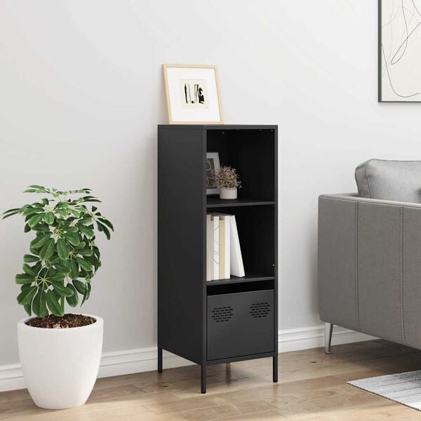 vidaXL Vysoká skrinka čierna 35x39x103,5 cm oceľ