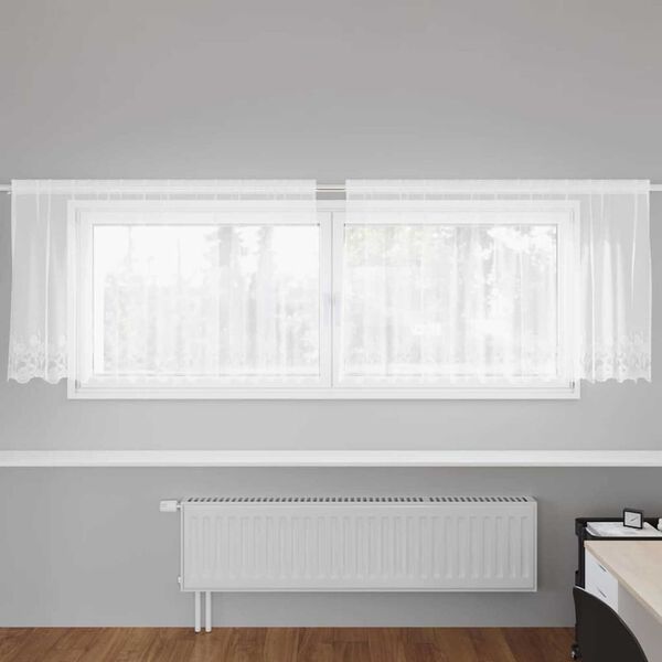 vidaXL Čipkov&aacute; z&aacute;clona so z&aacute;clonami Biela 80 x 300 cm Polyester