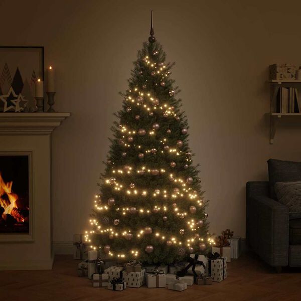 vidaXL 120-dielna sada vianočných gúľ so špicom a 300 LED ružovo-zlatá